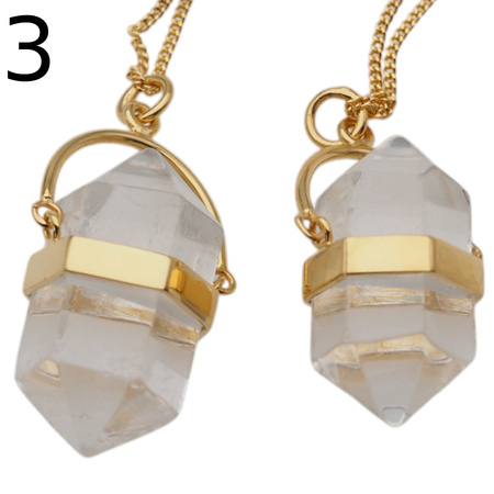 Naszyjnik - Kryształem Górskim sopel w okuciu na łańcuszku złoconym