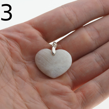Zawieszka - Kamień Księżycowy serce w srebrze