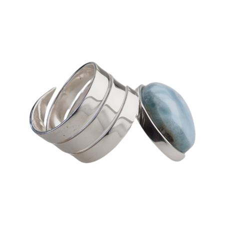 Pierścionek regulowany - owalny Larimar w srebrze