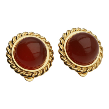 Klipsy - Agat czerwony koło w srebrze złoconym