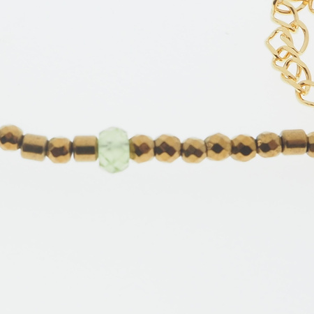 Bransoletka - Kamień Księżycowy, Hematyt, Perydot, Howlit i srebro złocone