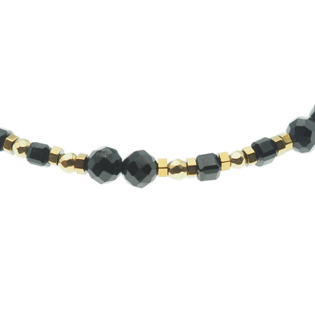 Bransoletka - cięty Turmalin czarny. Hematyt i srebro złocone