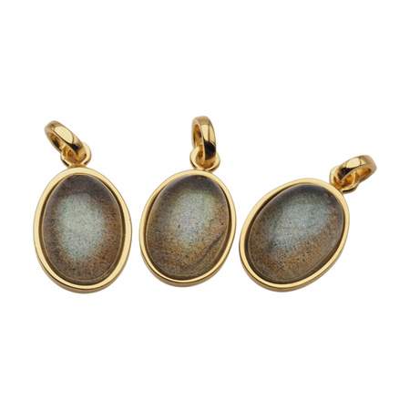 Zawieszka - Labradoryt owalny i srebro złocone