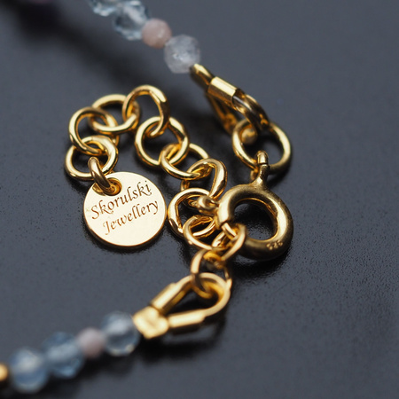 Bransoletka znak zodiaku ryby - mix kamieni i srebro złocone