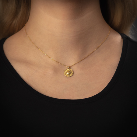 Naszyjnik na łańcuszku - słońce i srebro złocone