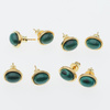 Kolczyki sztyfty z owalnymi malachitami w srebrze pozłacanym