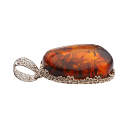 Zawieszka - koniakowy Bursztyn w srebrze