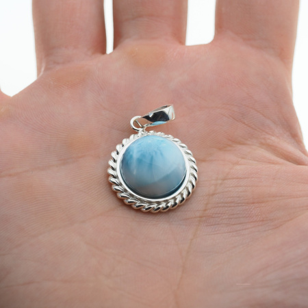 Zawieszka - larimar okrągły 16mm w srebrze