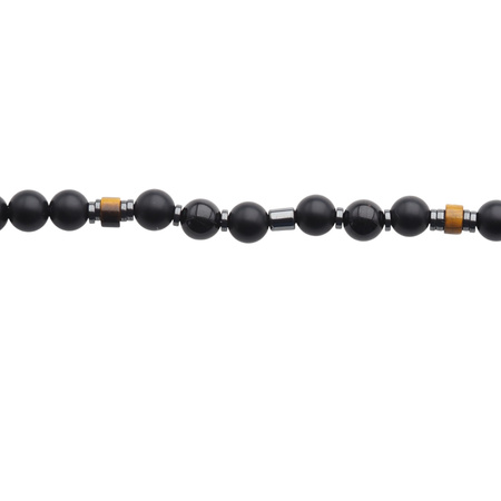 Naszyjnik męski - Jaspis, lawa, Hematyt i srebro