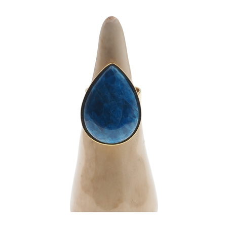 Pierścionek - Apatyt łza w srebrze złoconym (rozmiar 19)