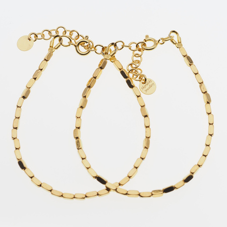 Bransoletka - złoty Hematyt prostopadłościany i srebro złocone