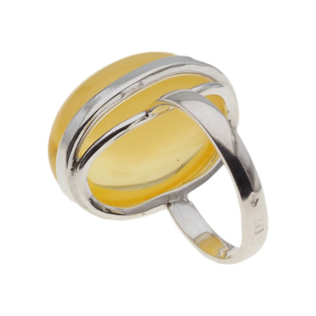 Pierścionek - Transparentno-mleczny Bursztyn w srebrze (rozmiar 16)