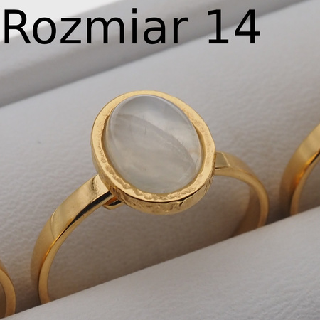 Pierścionek regulowany - Kamień Księżycowy owal i srebro złocone