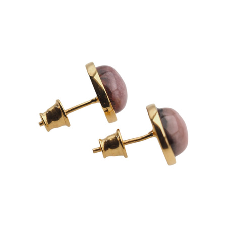 Kolczyki sztyfty z owalnym Rodochrozytem w srebrze złoconym