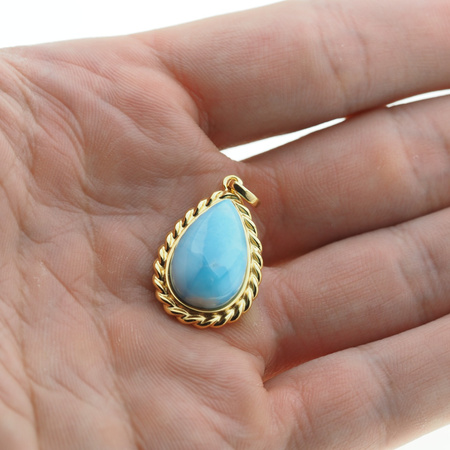 Zawieszka - larimar łza w srebrze złoconym