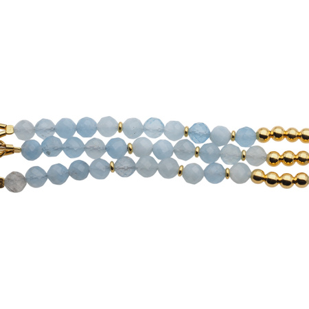 Bransoletka - Akwamaryn kulki 5mm i srebro złocone