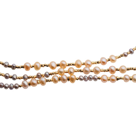 Naszyjnik - Różowe Perły hodowane i srebro złocone