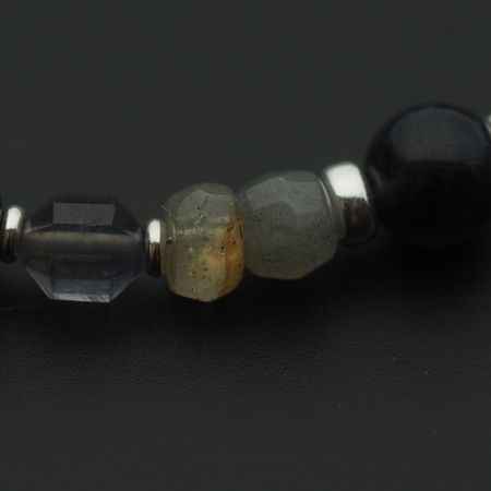 Bransoletka - Labradory, Iolit i srebro