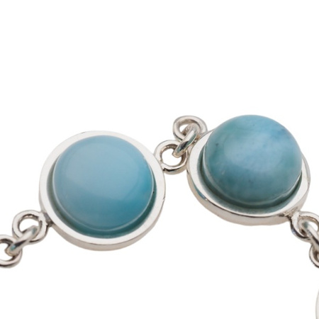 Bransoletka regulowana - Larimar koło w srebrze