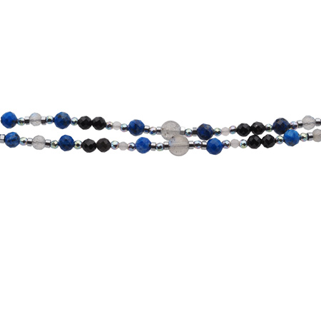 Bransoletka mix - Turmalin, Lapis Lazuli, Labradoryt, hematyt i srebro