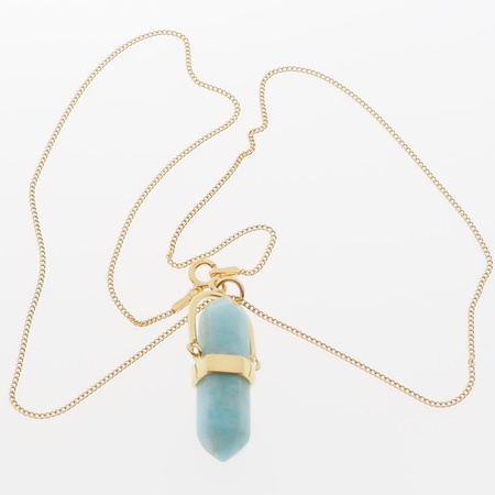 Naszyjnik - Amazonit sopel w okuciu na łańcuszku złoconym