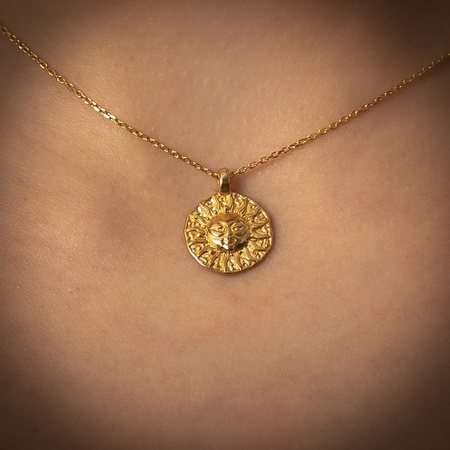 Naszyjnik na łańcuszku - słońce i srebro złocone