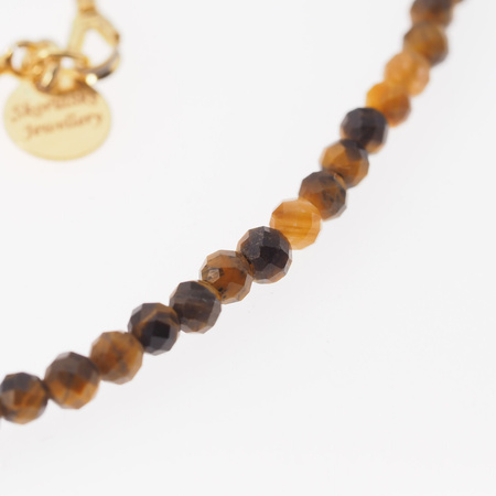 Naszyjnik - Tygrysie Oko fasetowane kulki i srebro złocone