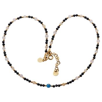 Naszyjnik mix - Turmalin, cytryn, apatyt i srebro złocone