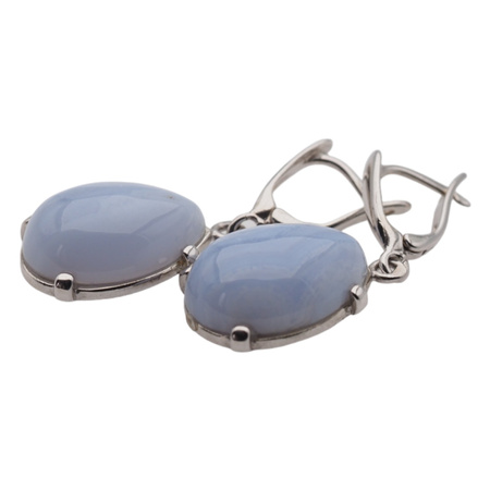 Kolczyki z Chalcedonem w srebrze rodowanym