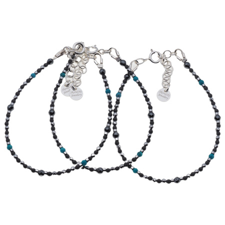 Bransoletka regulowana - Turkus, Hematyt i srebro