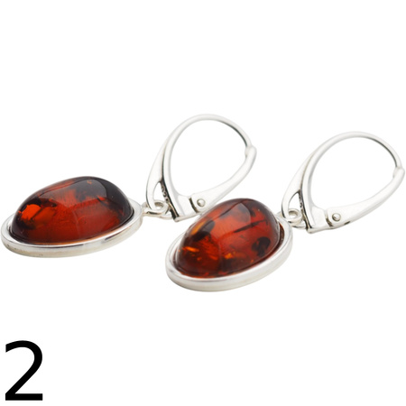 Kolczyki - koniakowy Bursztyn owalny i srebro