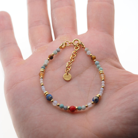 Bransoletka znak zodiaku rak - mix kamieni i srebro złocone