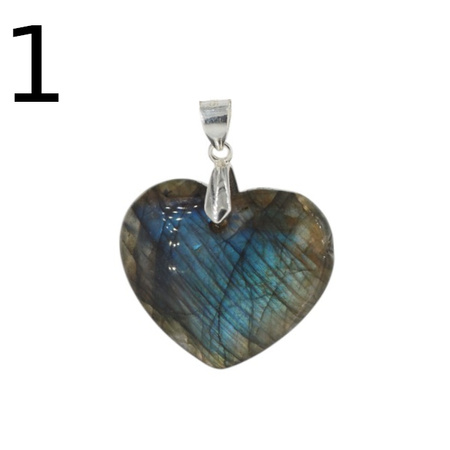 Zawieszka - Labradoryt serce w srebrze