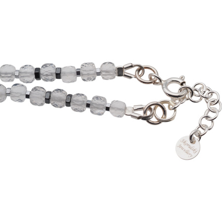 Naszyjnik - Kryształ Górski, hematyt, serce i srebro