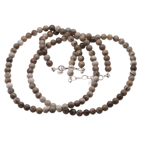 Naszyjnik - Krzemień Pasiasty kulki 7 mm i srebrne zapięcie