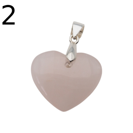 Zawieszka - Kwarc Różowy serce w srebrze