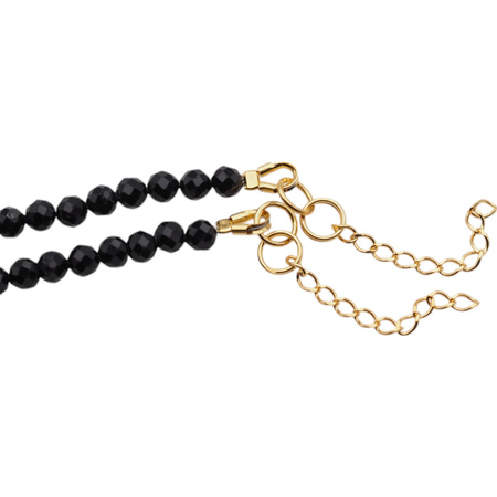 Bransoletka - cięty Turmalin czarny i srebro złocone