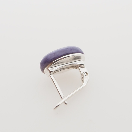 Kolczyki z owalnymi czaroitami w srebrze