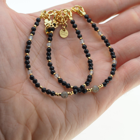 Bransoletka znak zodiaku waga - mix kamieni i srebro złocone