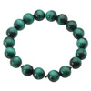 Bransoletka na gumce - malachit kulki 8,5 mm i srebro