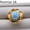 Pierścionek regulowany - okrągły Larimar w złoconym srebrze młotkowanym