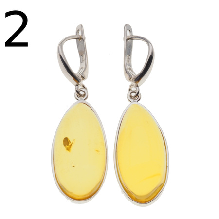 Kolczyki - transparentny Bursztyn i srebro