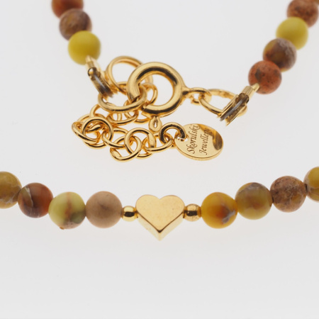 Naszyjnik z sercem - Jaspis cesarski żółty i srebro złocone