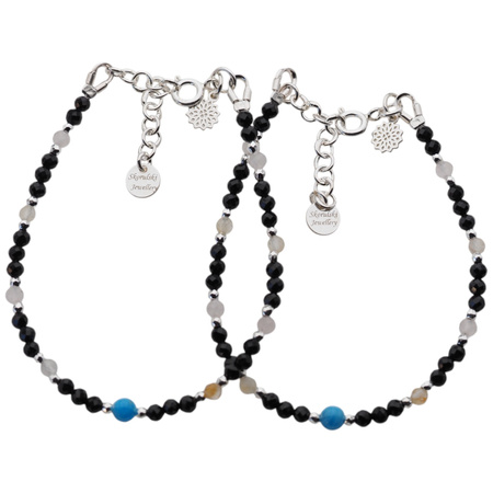 Bransoletka mix - Apatyt, Turmalin, cytryn, kwarc różowy i srebro