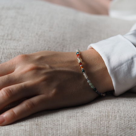 Bransoletka znak zodiaku byk - mix kamieni i srebro