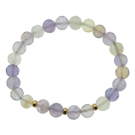 Bransoletka 18,5 cm - cięty Ametryn kulki 7mm i srebro złocone