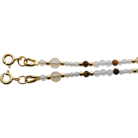 Bransoletka znak zodiaku bliźnięta - mix kamieni i srebro złocone