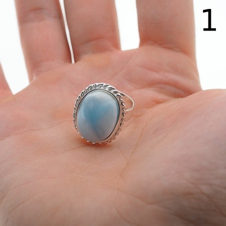 Pierścionek regulowany - owalny Larimar w srebrze