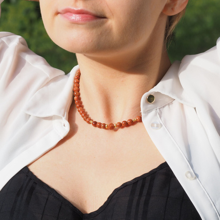 Naszyjnik - Piasek Pustyni kulki i srebro złocone