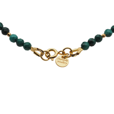 Naszyjnik długi - Malachit, muszla, hematyt i srebro złocone